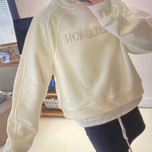 lululemon athletica Cream Embossed Logo Crewneck Sweatshirt